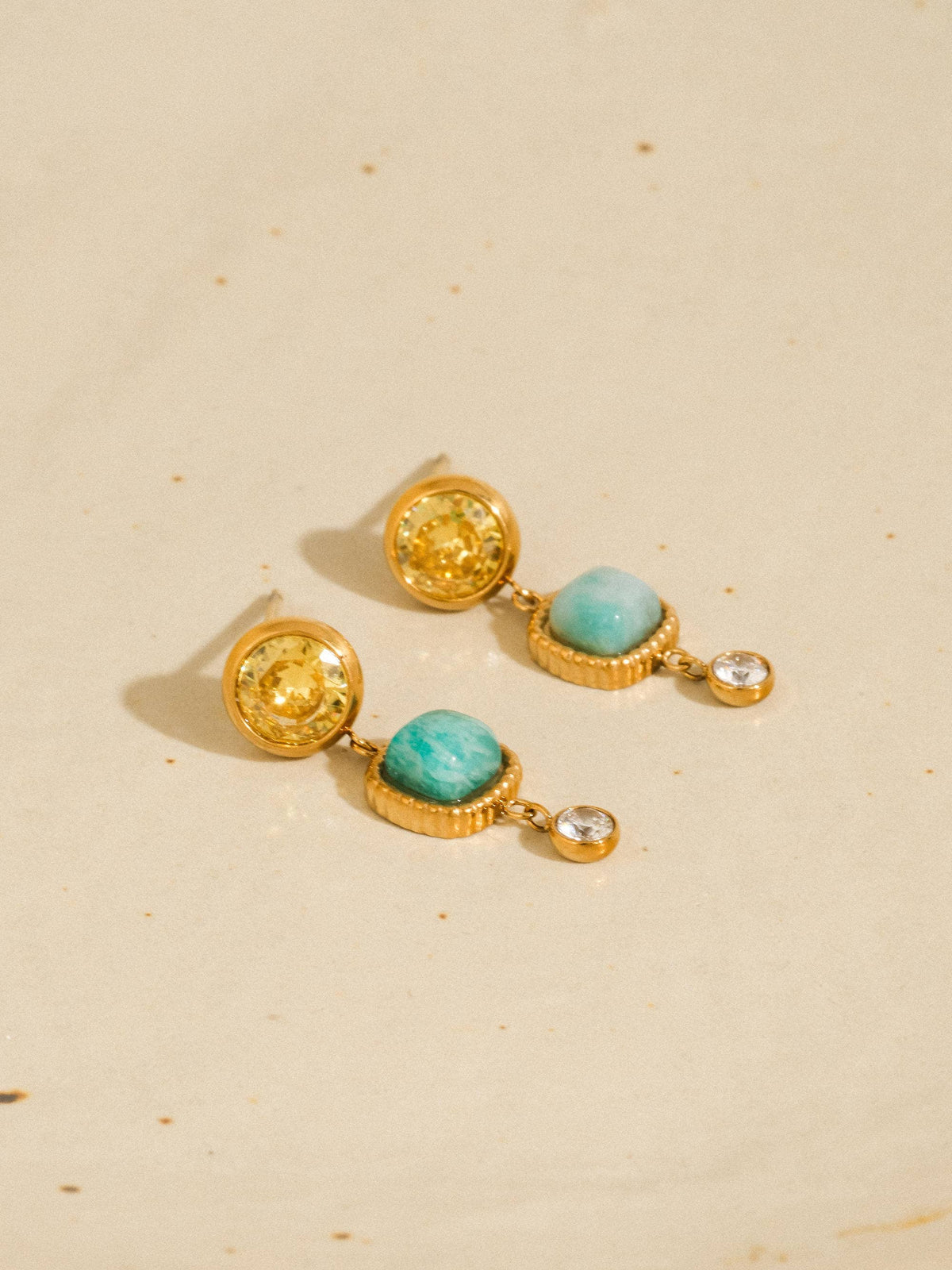 Non-Tarnish Green Stone Drop Earrings