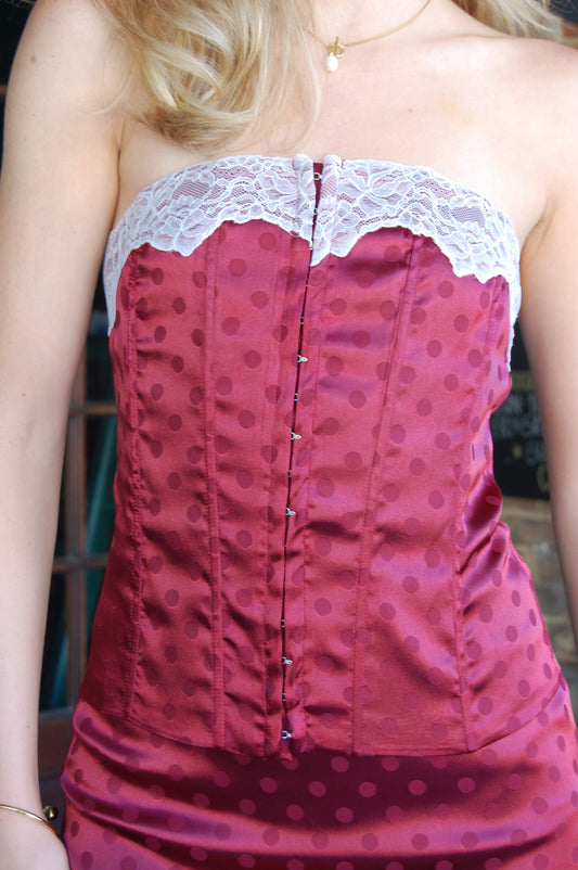 Polka Dot Satin Lace Top Set