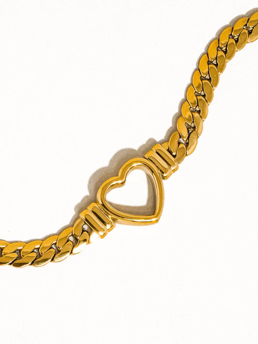 Non-Tarnish Heart Snake Chain Necklace