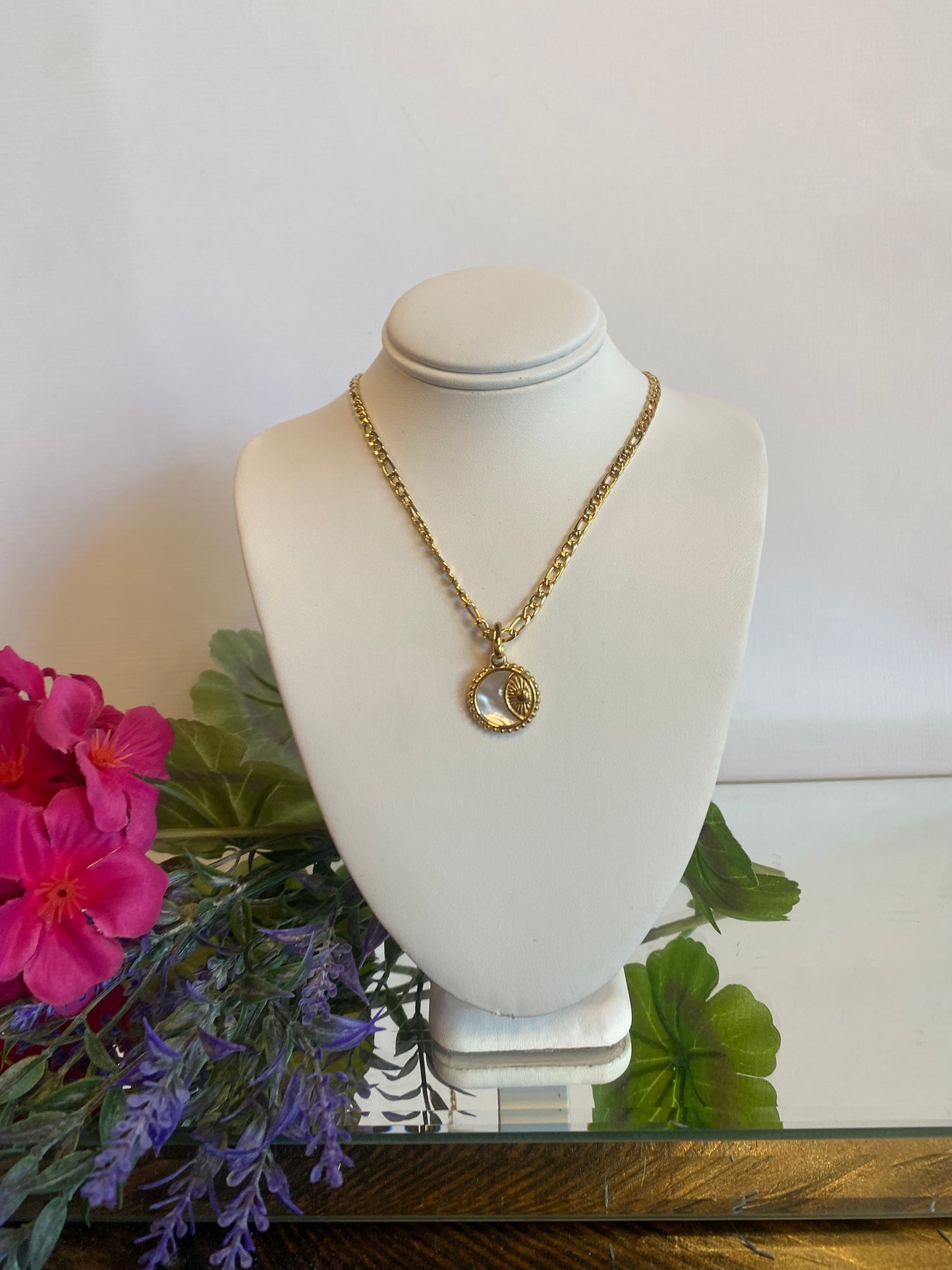 Sun And Moon Disk Charm Necklace