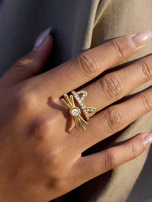 Kairo 18K Gold Non-Tarnish CZ Cat Ear Statement Ring