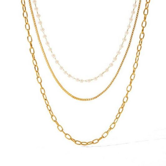 Non Tarnish Pearl Layer Necklace