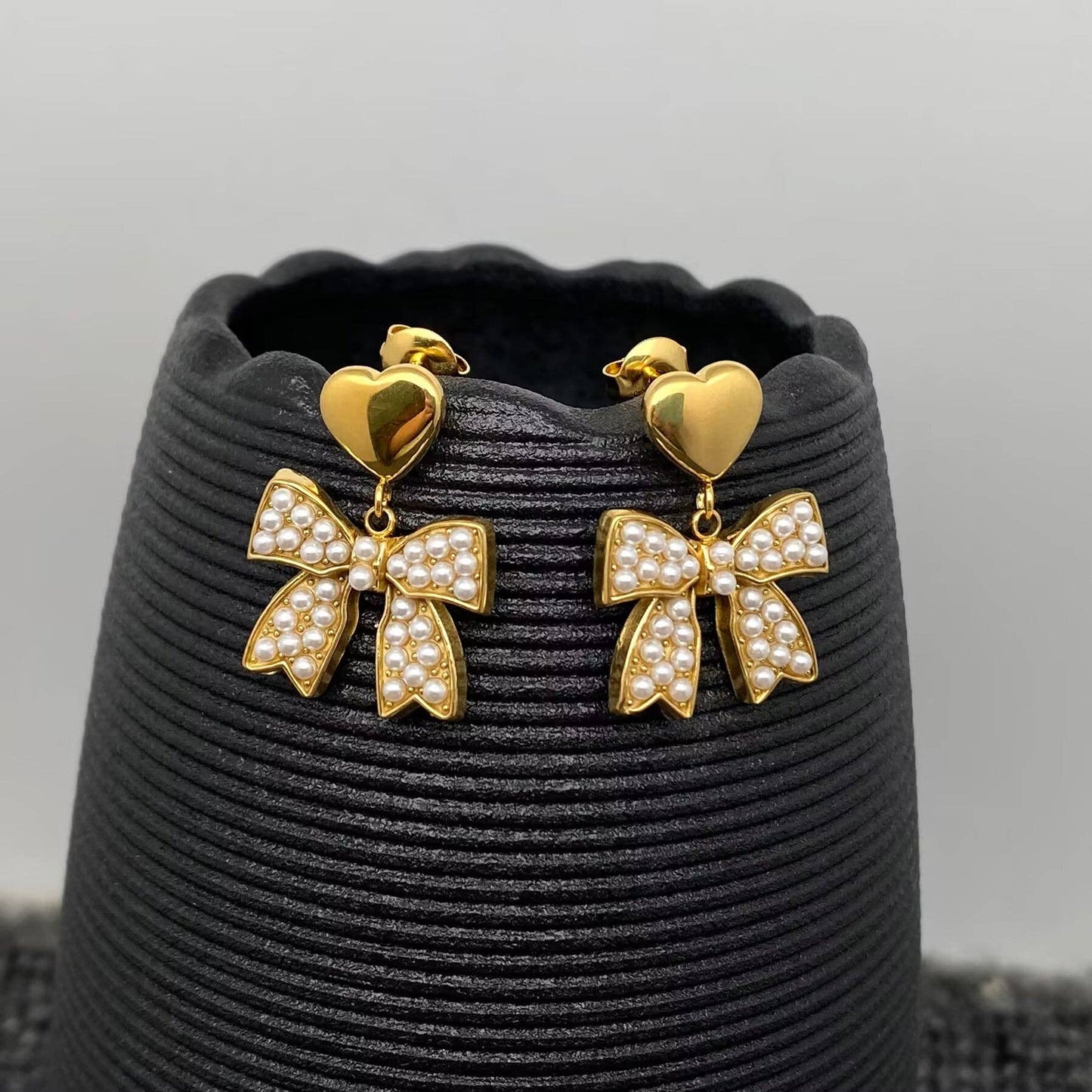 Pearl Bow Water Resistant Earrings