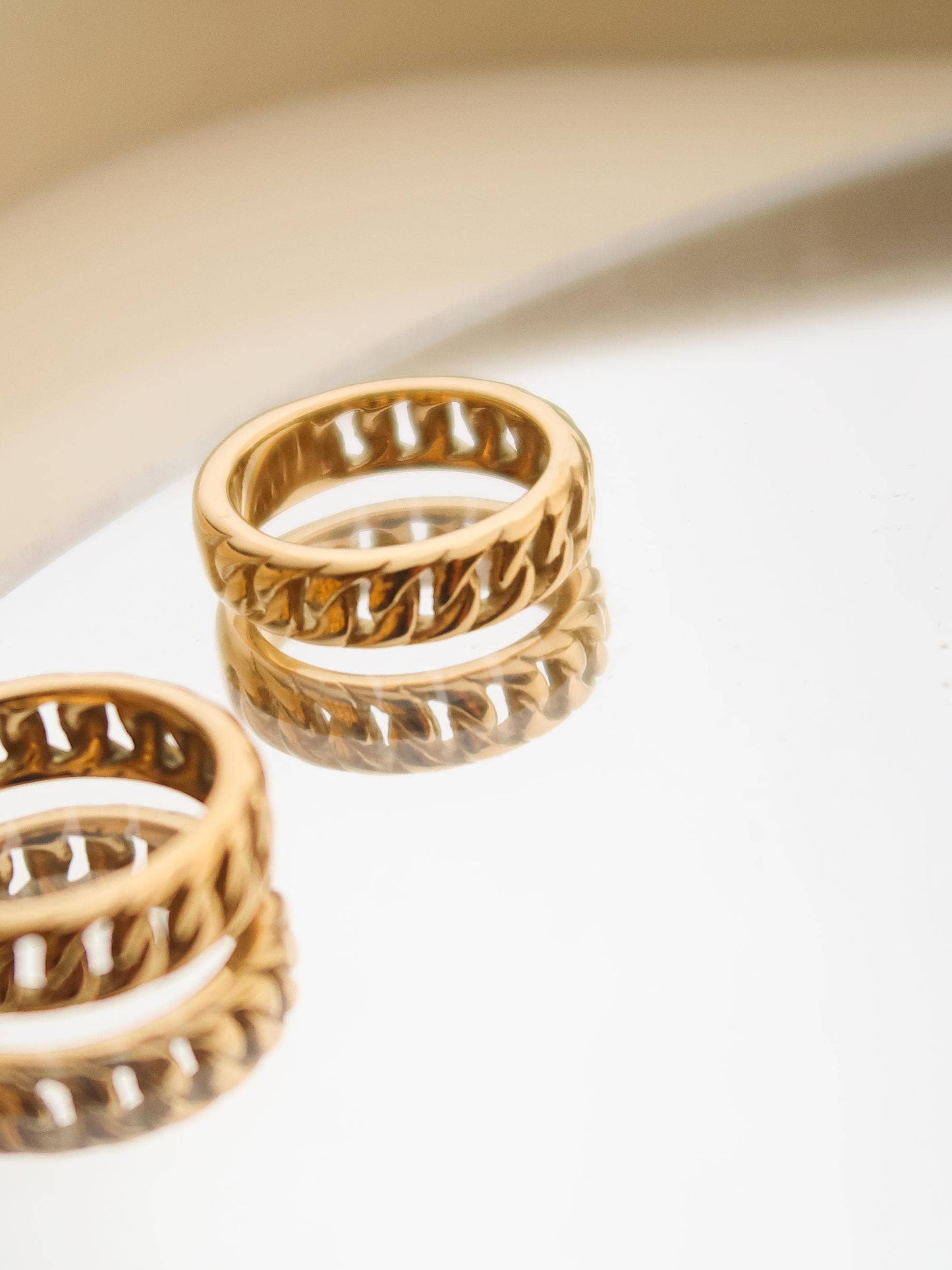 Billie 18K Non-Tarnish Braided Chain Ring