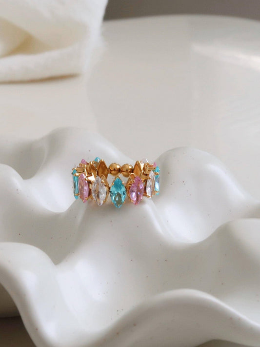 Briony 18K Gold Non-Tarnish Multi-Gemstone Eternity Ring