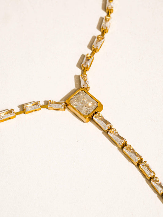 Cieline Non-Tarnish CZ Lariat Necklace