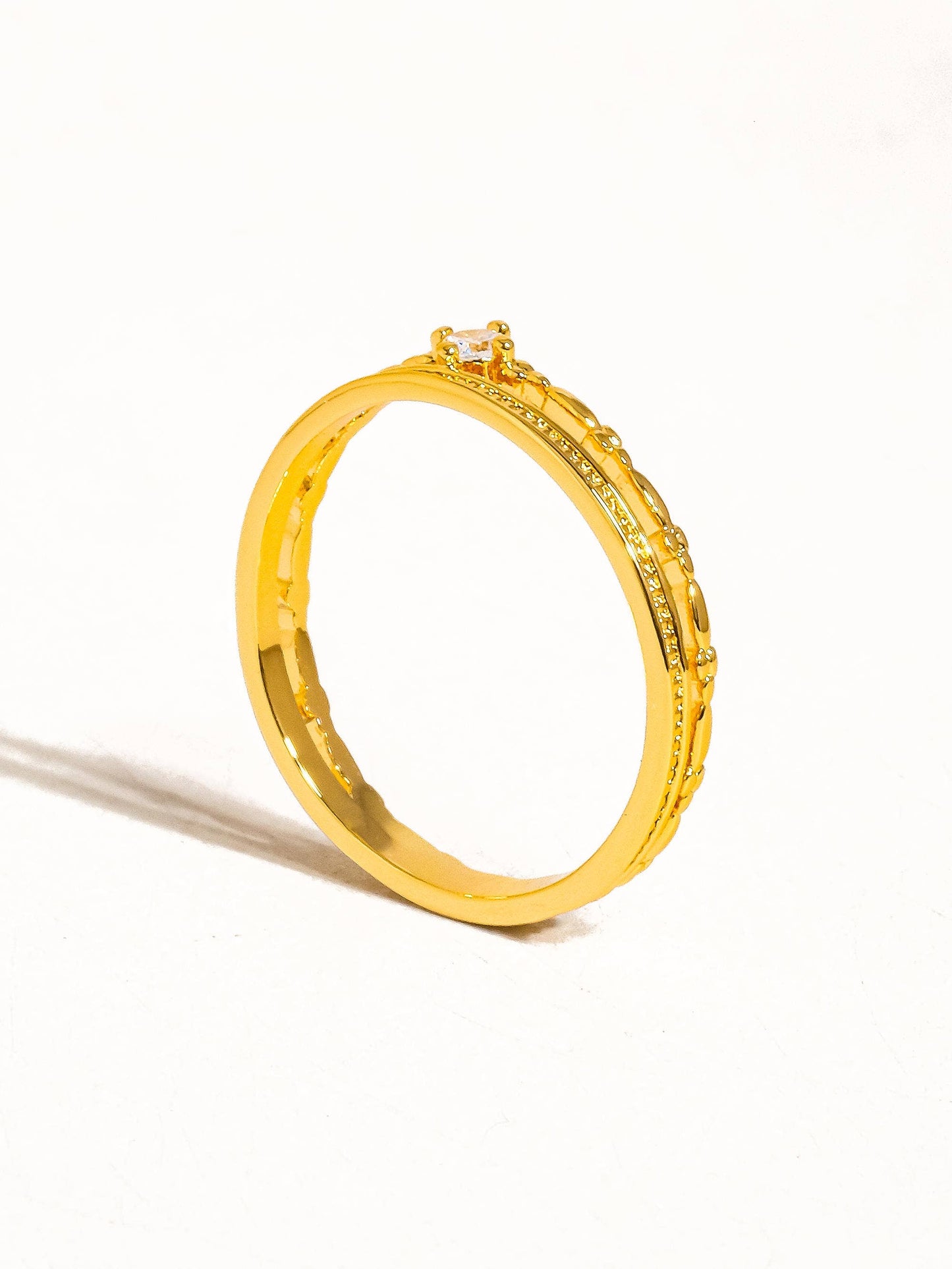 Belen 18K Gold CZ Thin layered Ring