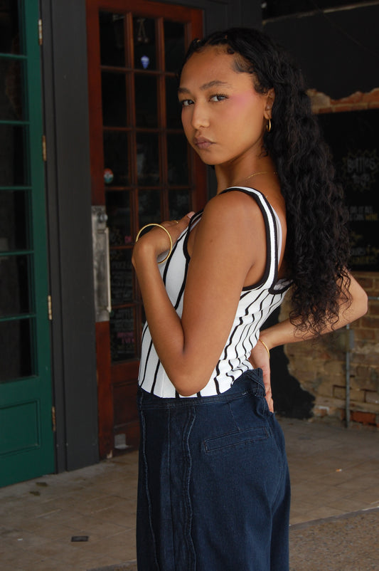 Striped Two Tone Top