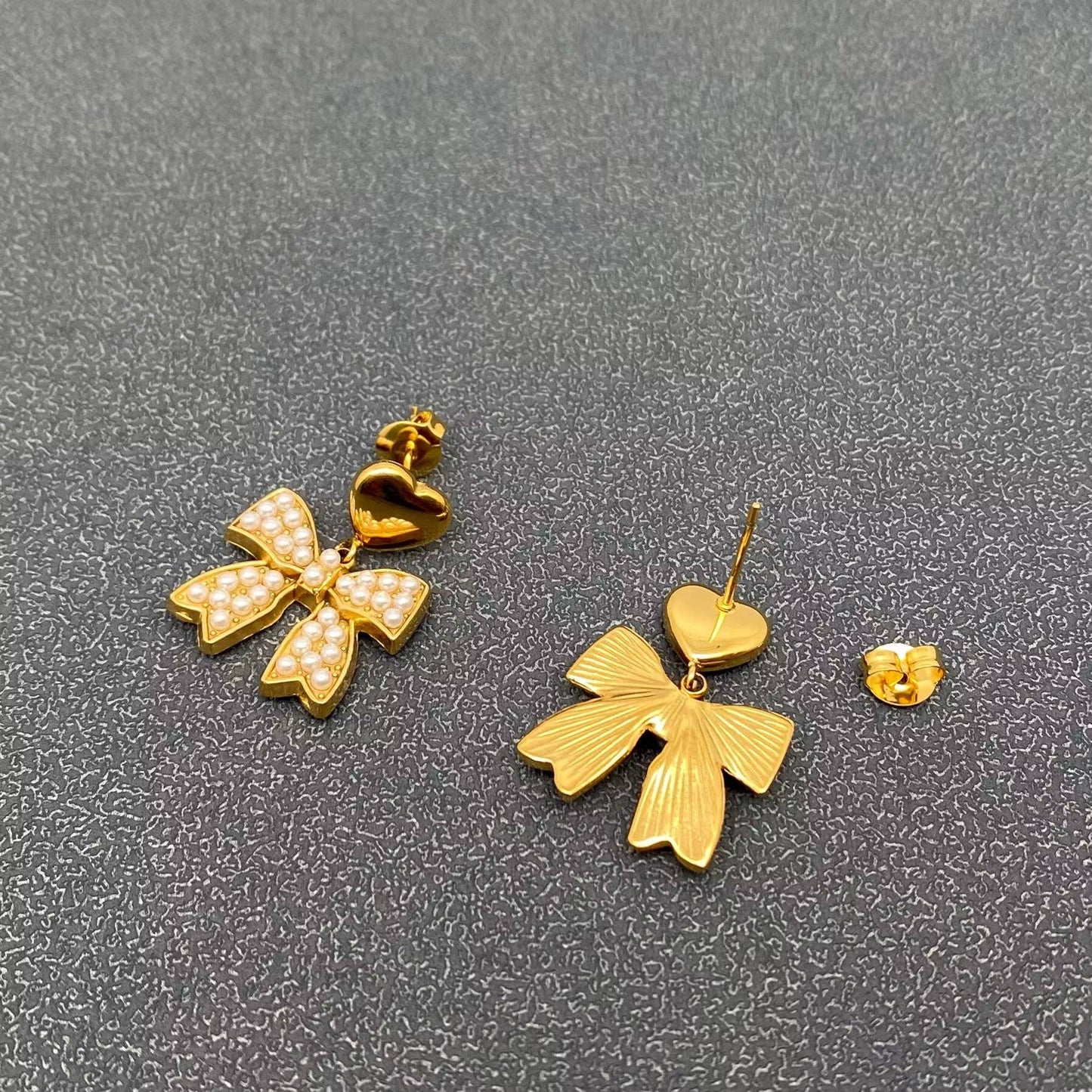 Pearl Bow Water Resistant Earrings