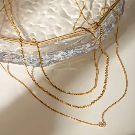 Non Tarnish Rhinestone Station Necklace