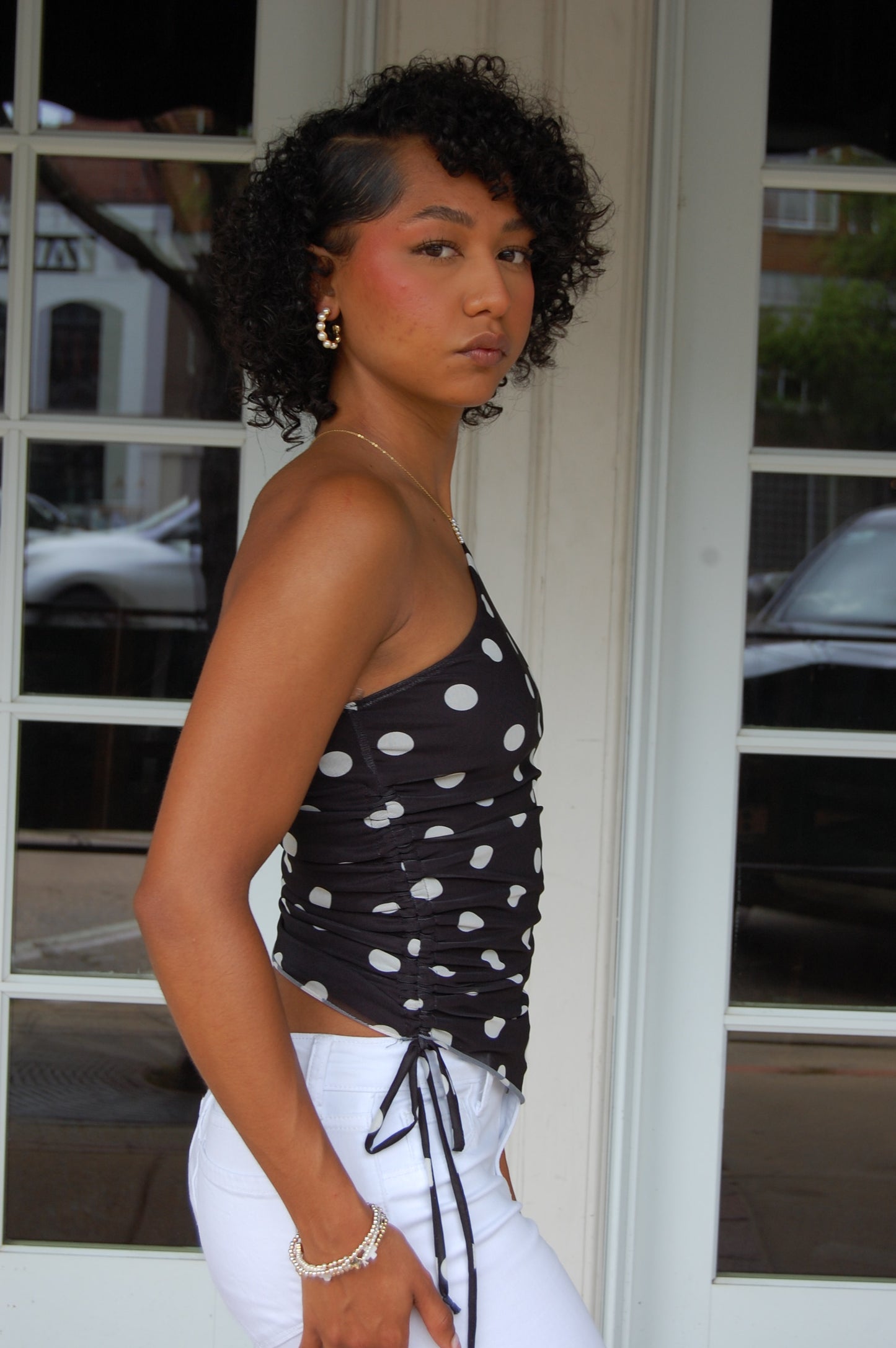 Polka Dot One Shoulder