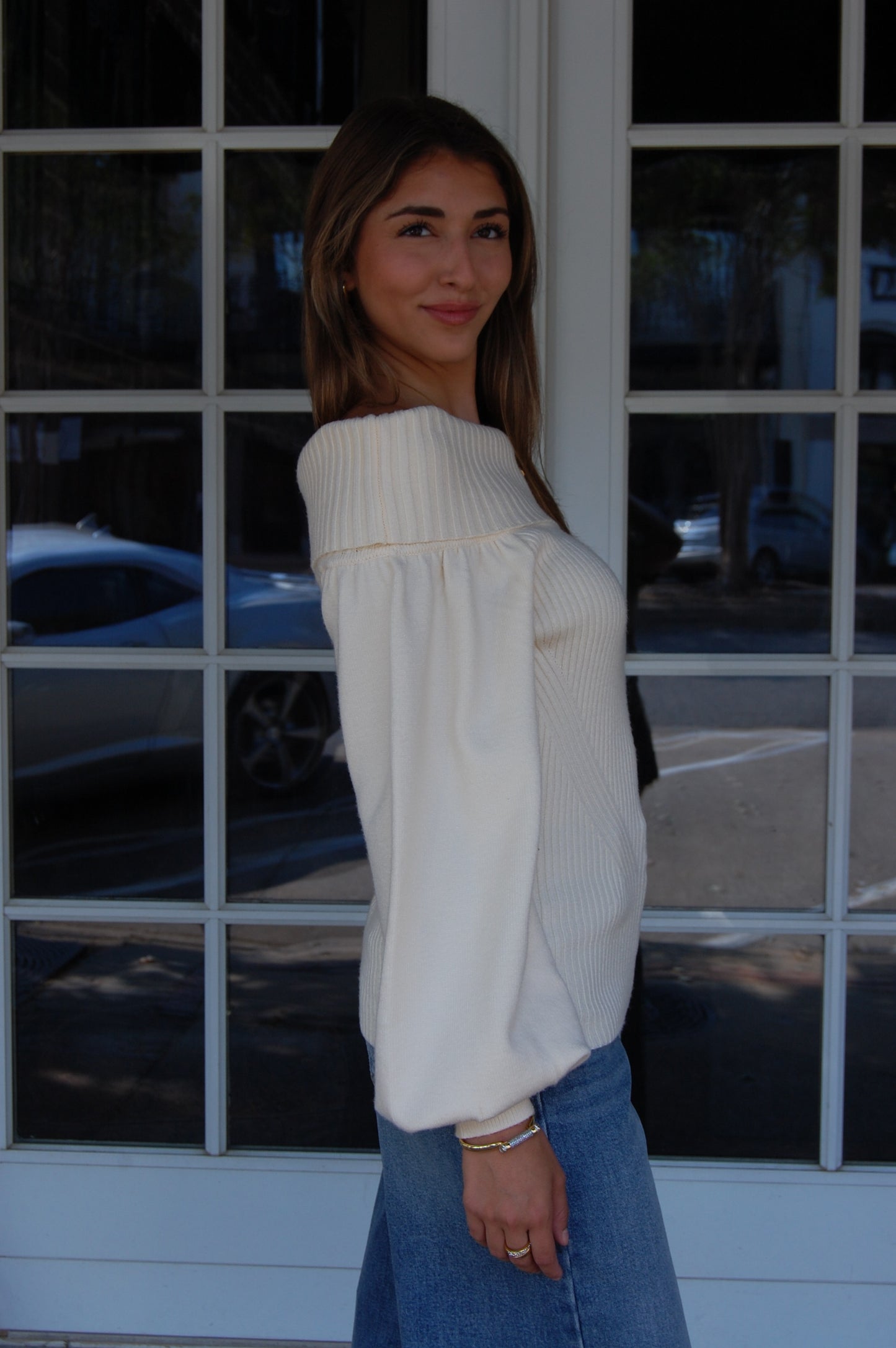 Puff Sleeve Cable Knit Sweater