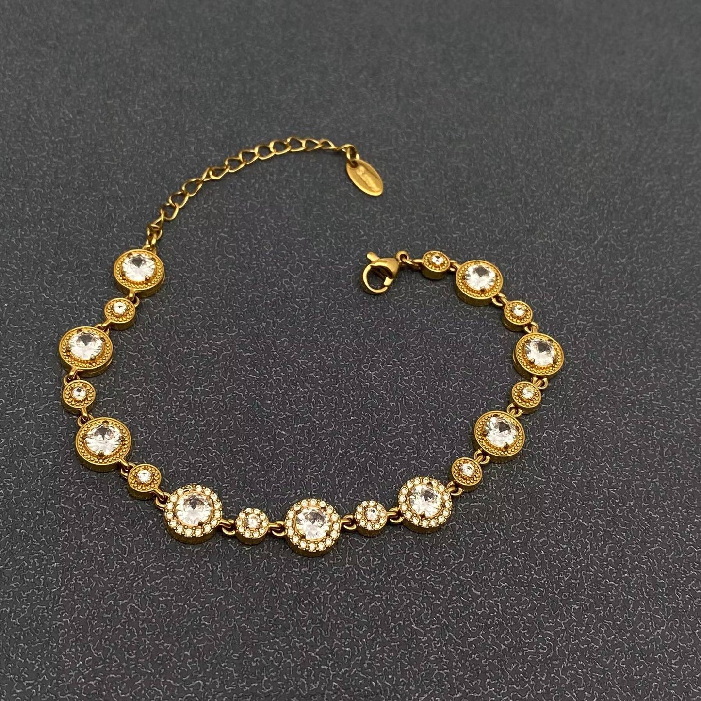 Golden Round Charm Linked Bracelet