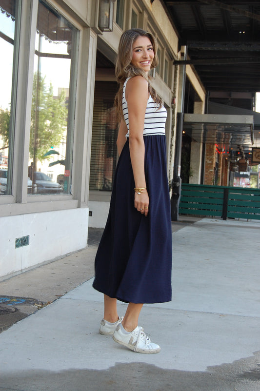 Mixed Media Midi Dress