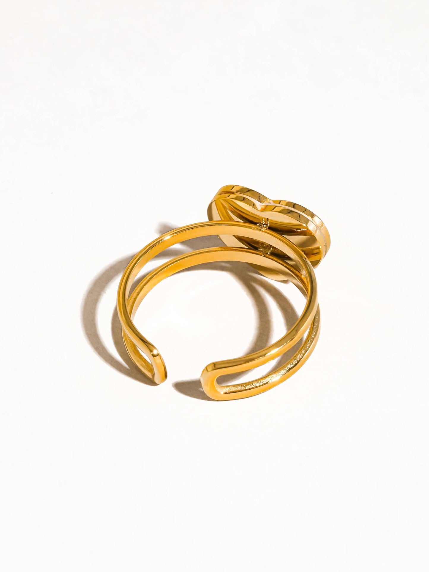 Nari 18K Gold Non-Tarnish Heart Two Band Ring