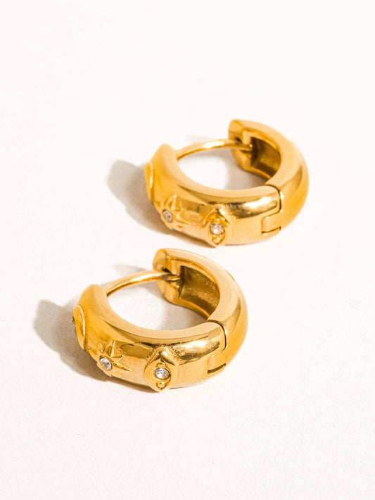 Non-Tarnish CZ Star Hoop Earring