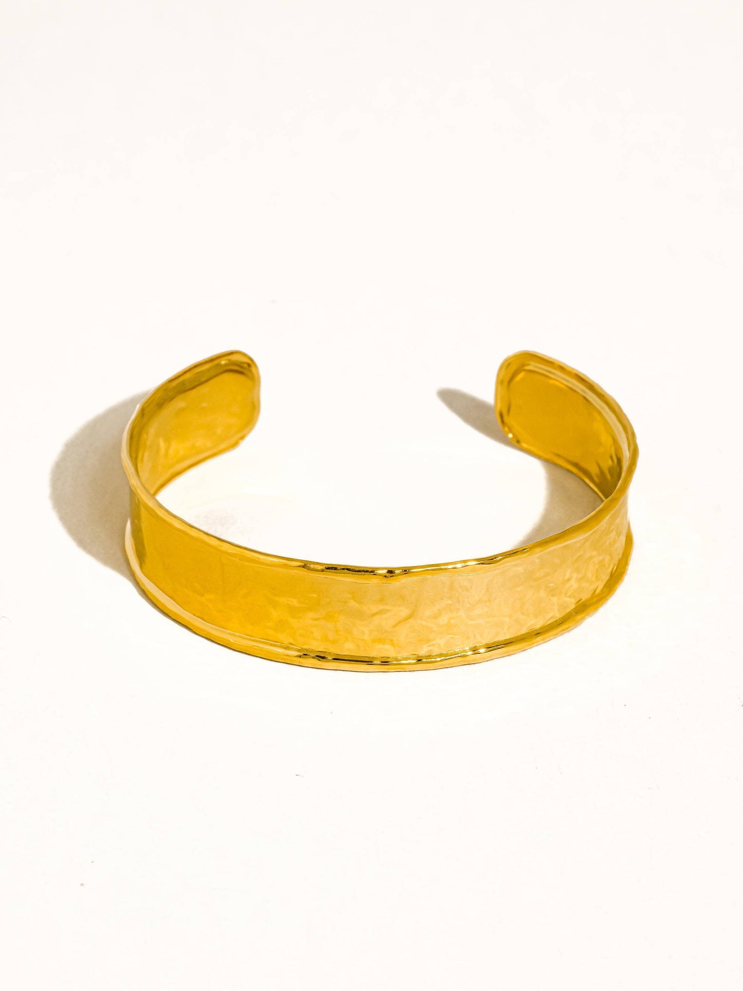 Zavra 18K Gold Non-Tarnish Hammered Cuff Bracelet
