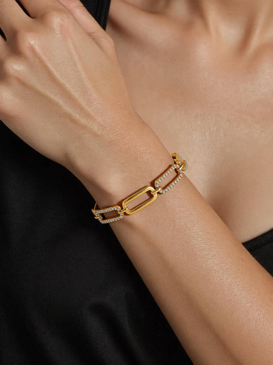 Évasion 18K Gold Non-Tarnish Glam Rhinestone Chain Bracelet