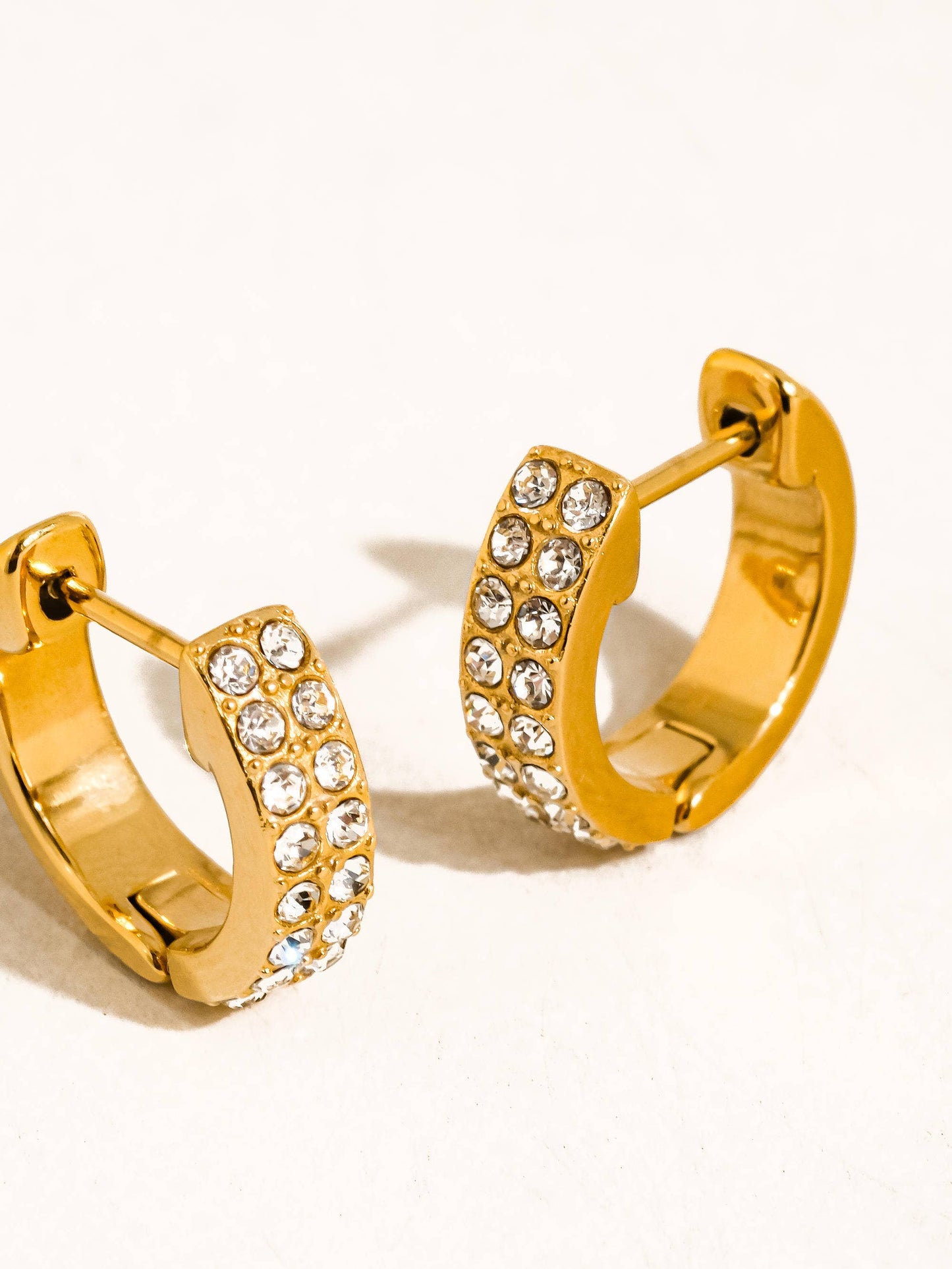 Non-Tarnish CZ Pave Huggie Earrings