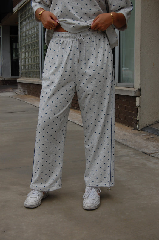 Piping Polka Dot Pants Set