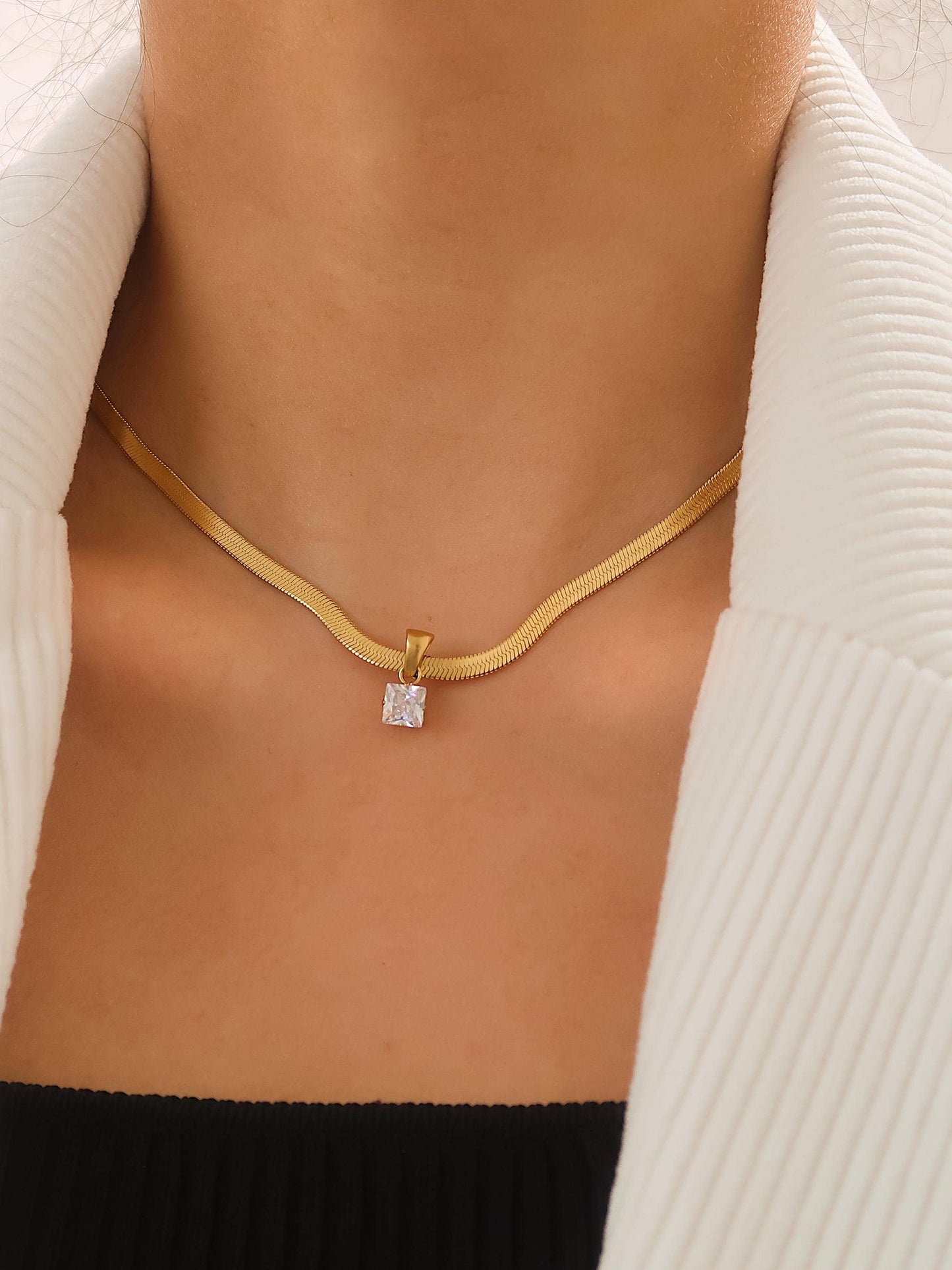 Blanc Non-Tarnish CZ Snake Chain Necklace