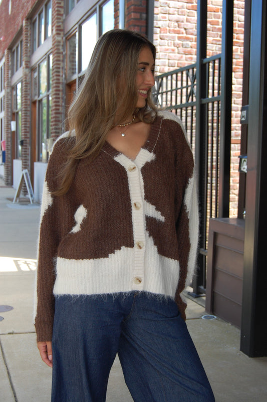 Cowhide Fuzzy Cardigan
