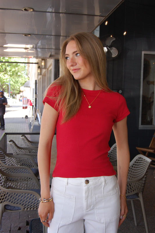 Ribbed Short Sleeve Top