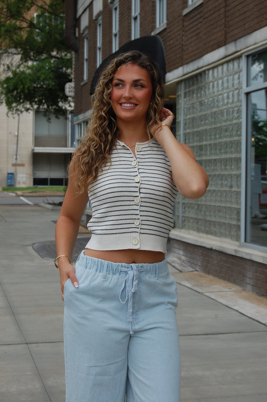 Stripe Button Down Vest