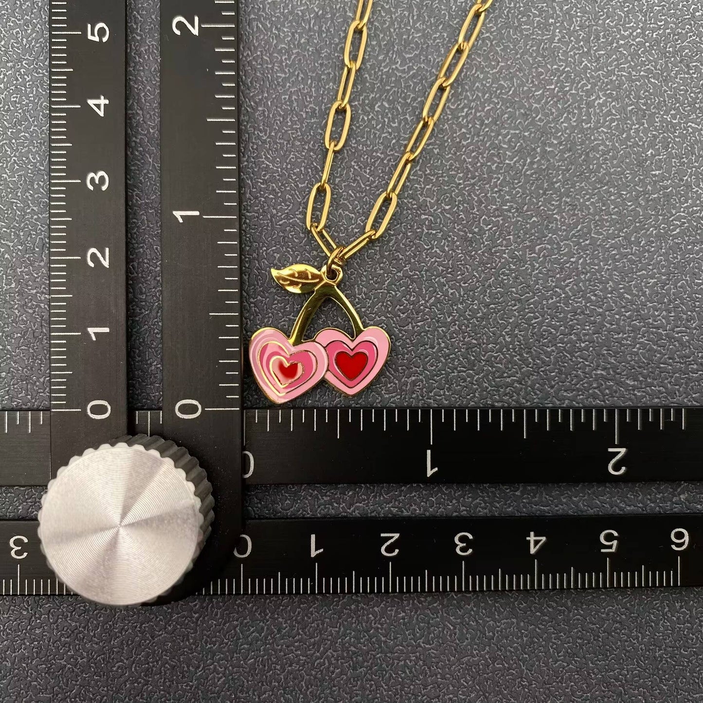 Pink Heart Cherry Charm