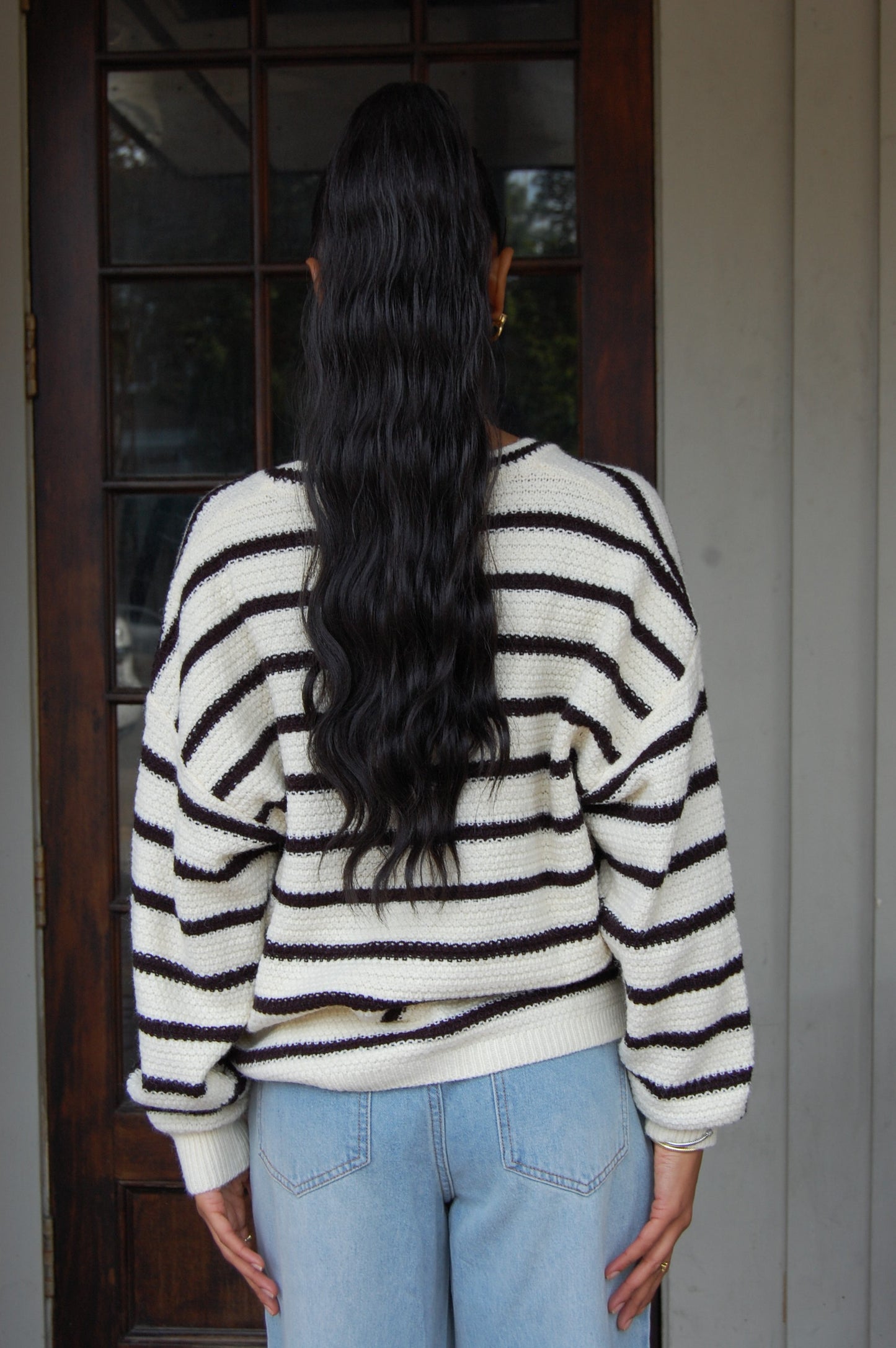 Button Up Stripe Cardigan