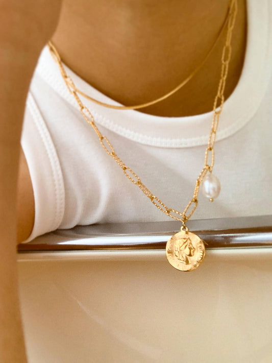 Non-Tarnish Coin Chain Necklace