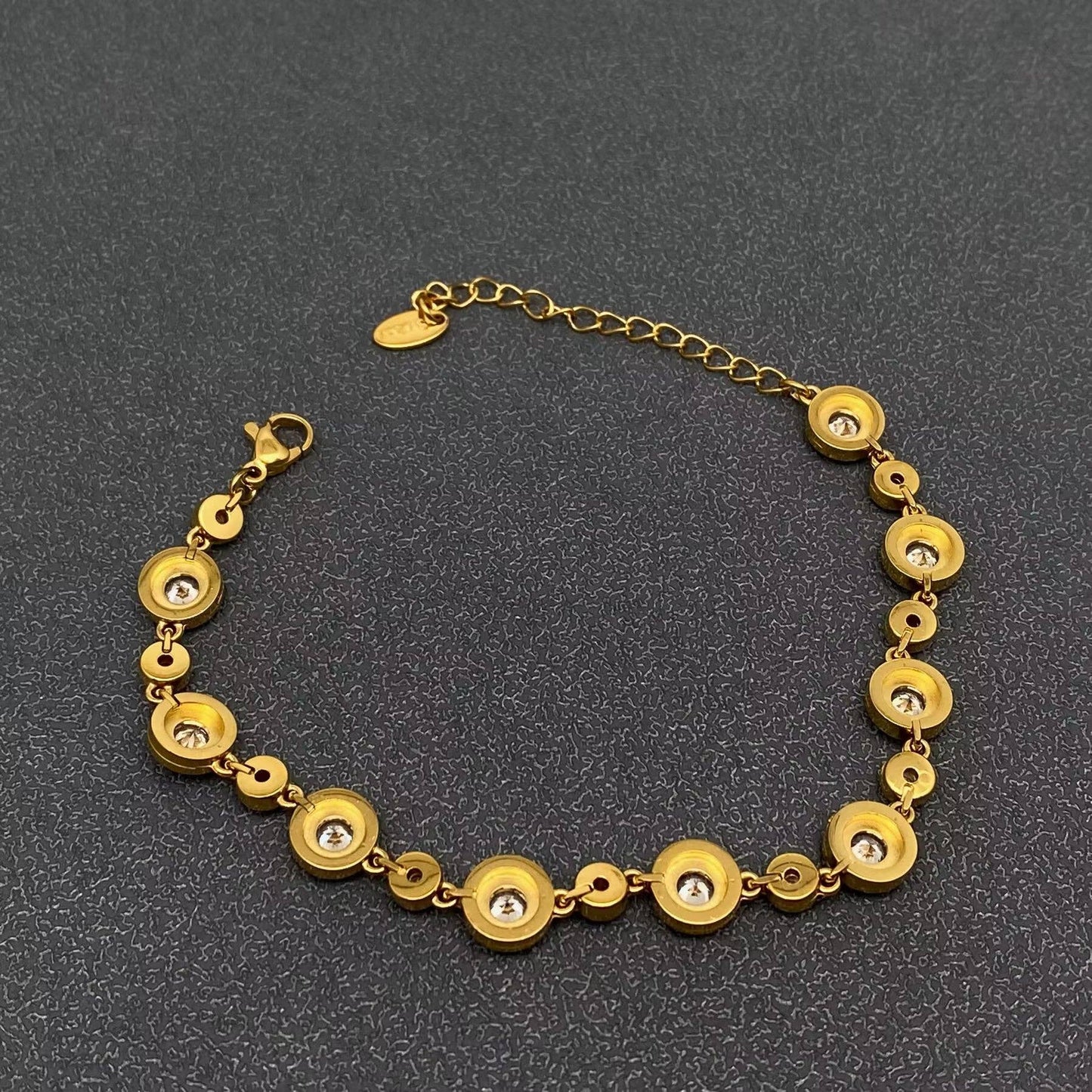 Golden Round Charm Linked Bracelet