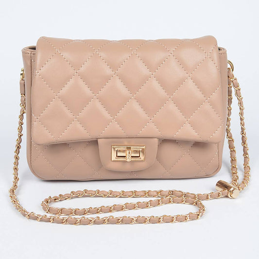 Quilted Faux Leather Flap Bag