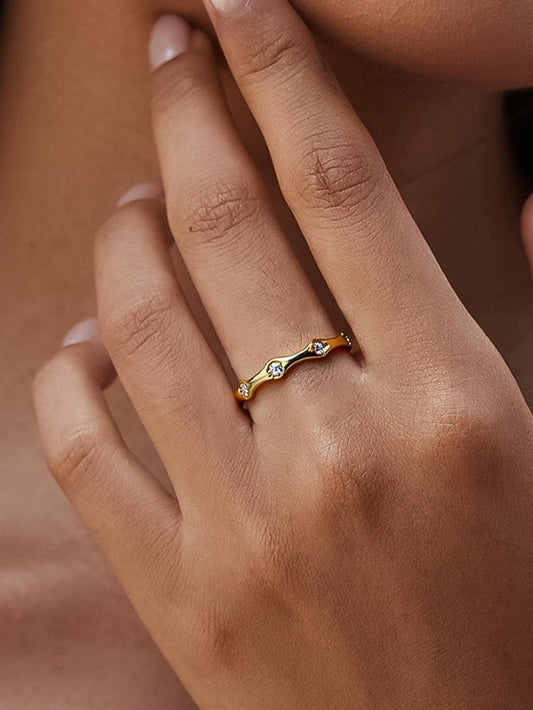 Vendome 18K Gold Non-Tarnish CZ Starburst Ring