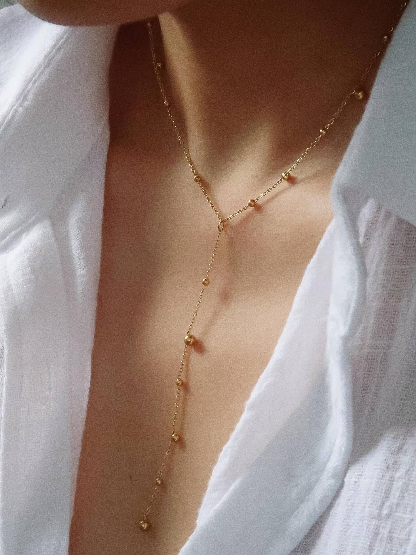 Brisse Non-Tarnish Beaded Y Necklace