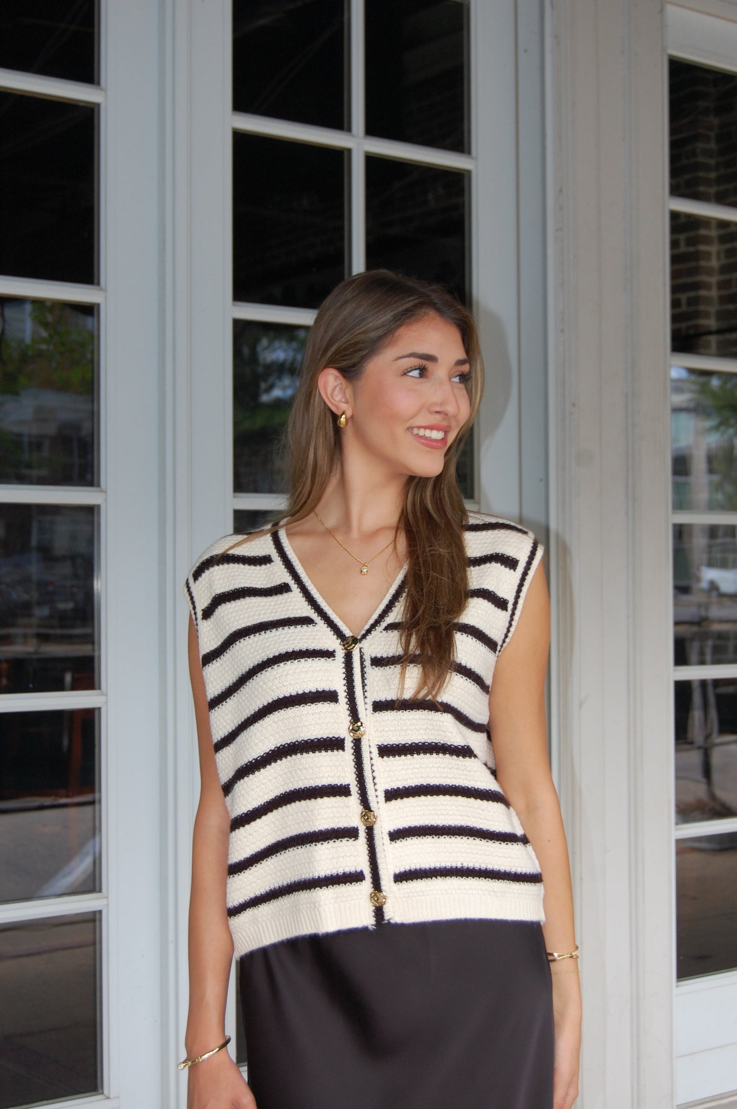 Sleeveless Stripe Sweater Vest