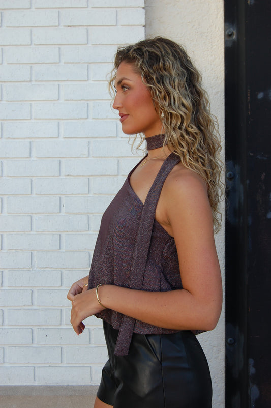 One Shoulder Top W/Scarf