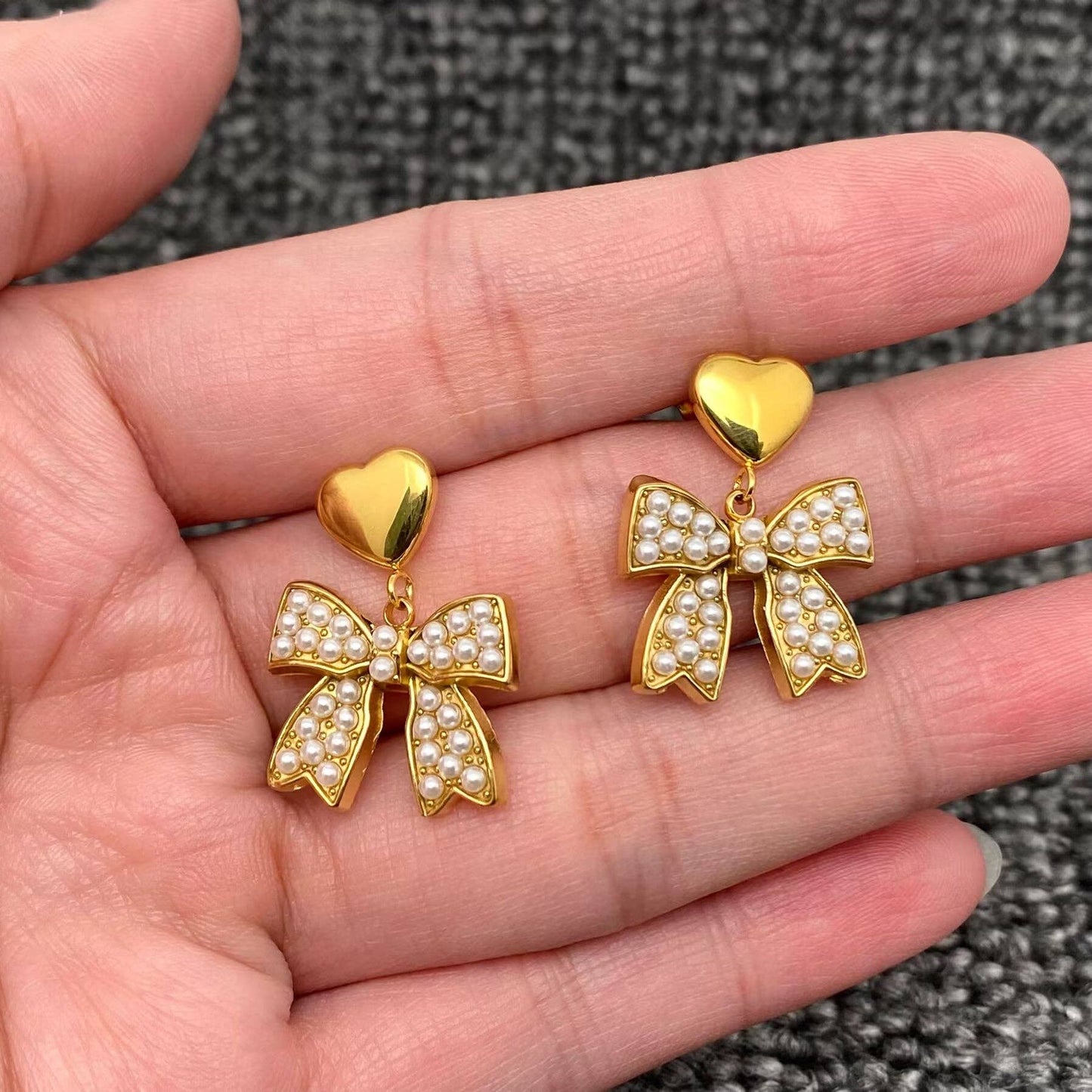 Pearl Bow Water Resistant Earrings