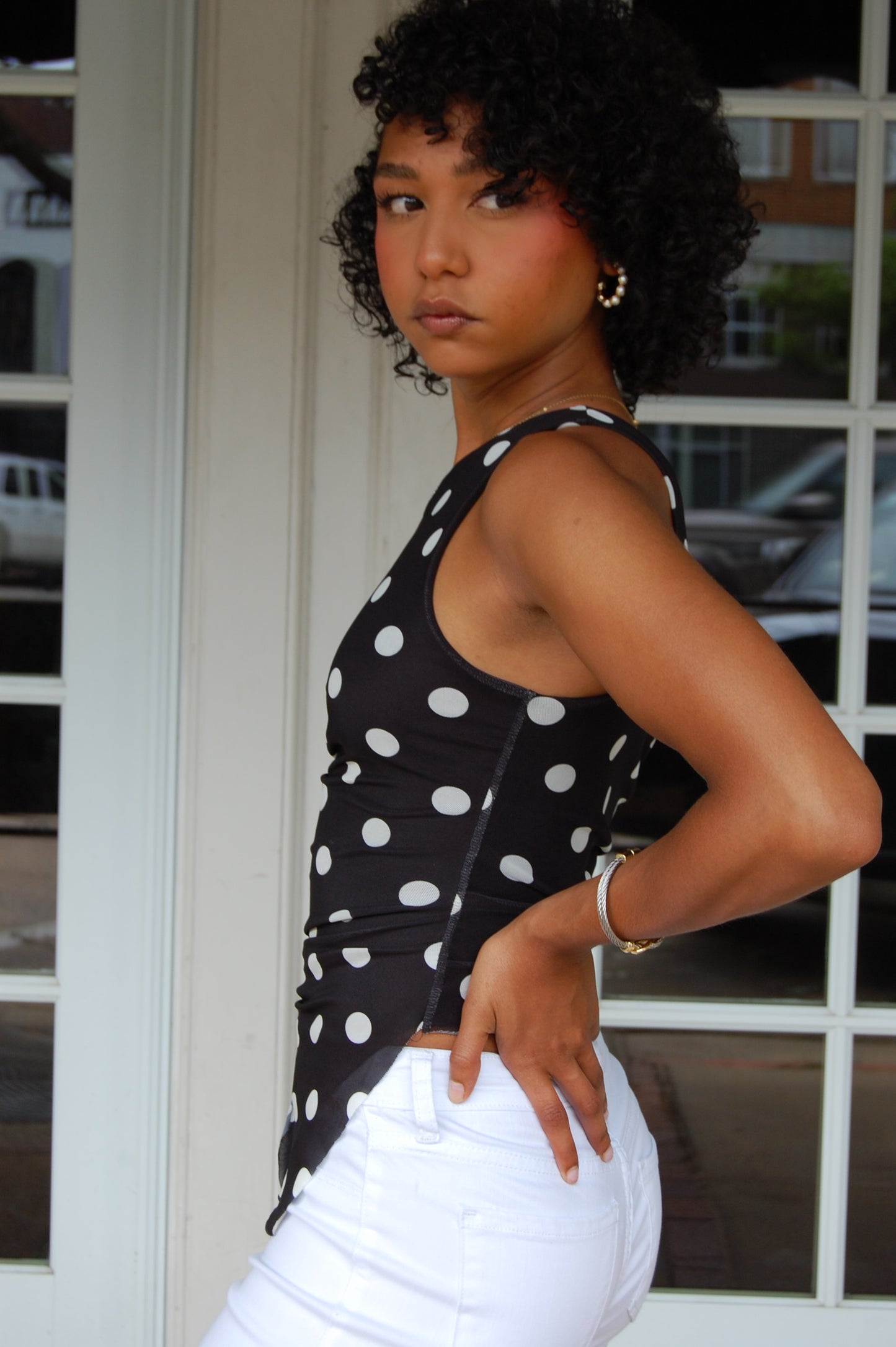 Polka Dot One Shoulder