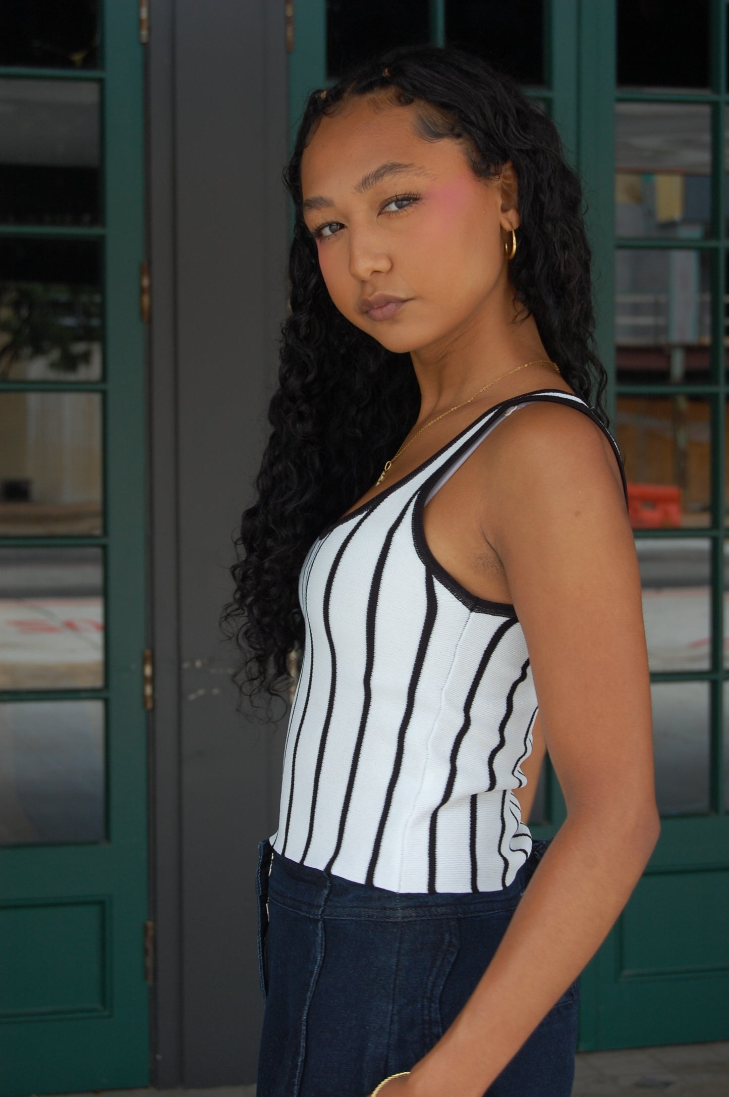 Striped Two Tone Top