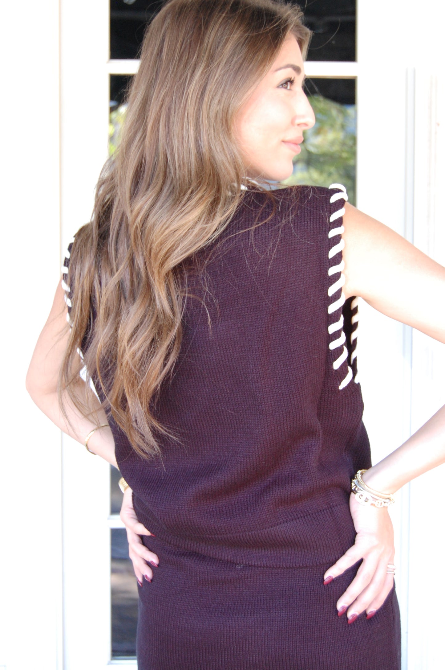 Contrast Knit Top Set