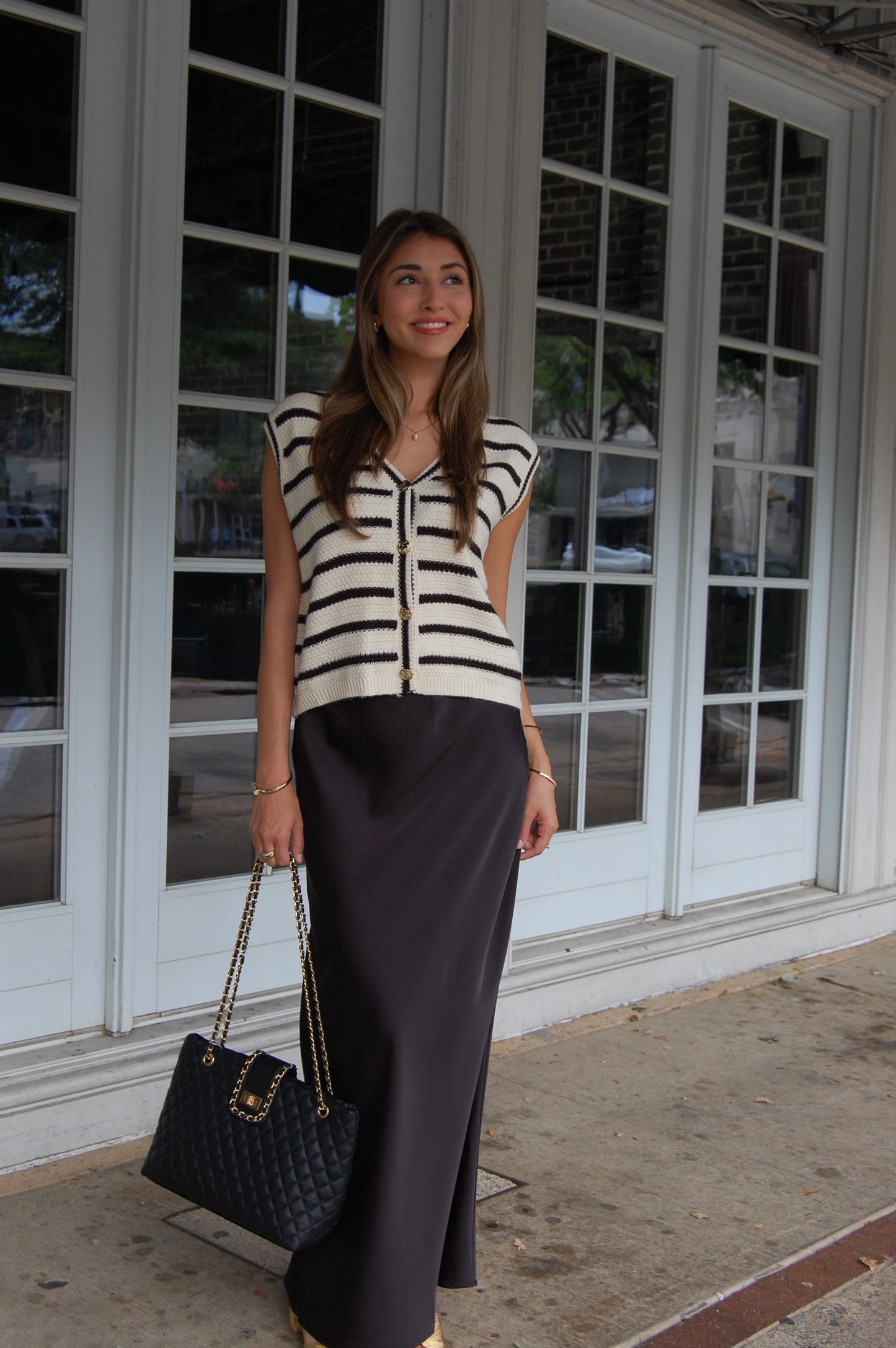 Sleeveless Stripe Sweater Vest