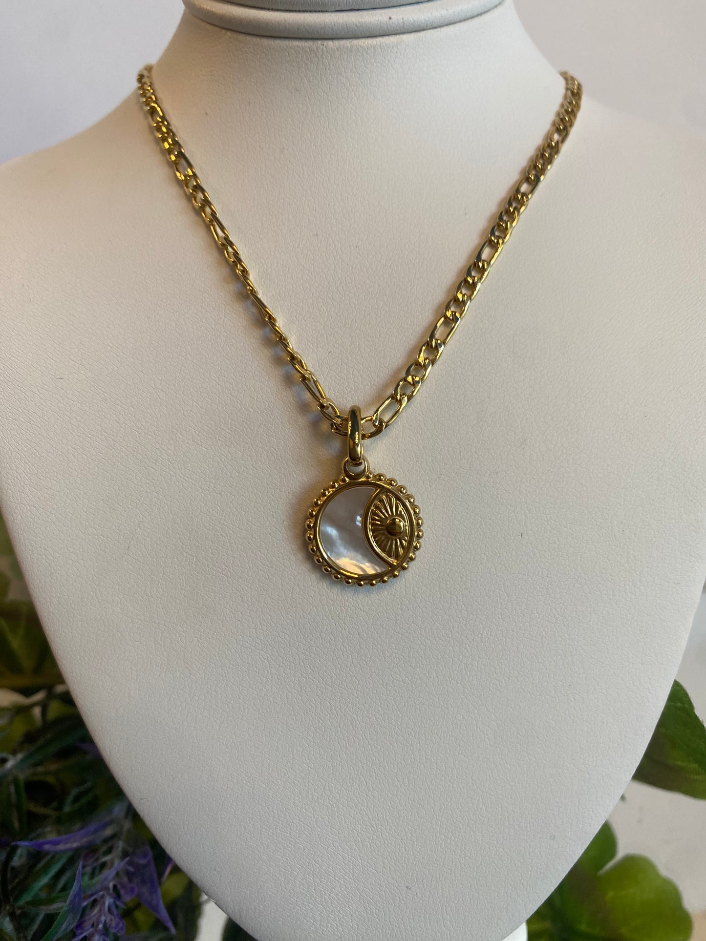 Sun And Moon Disk Charm Necklace