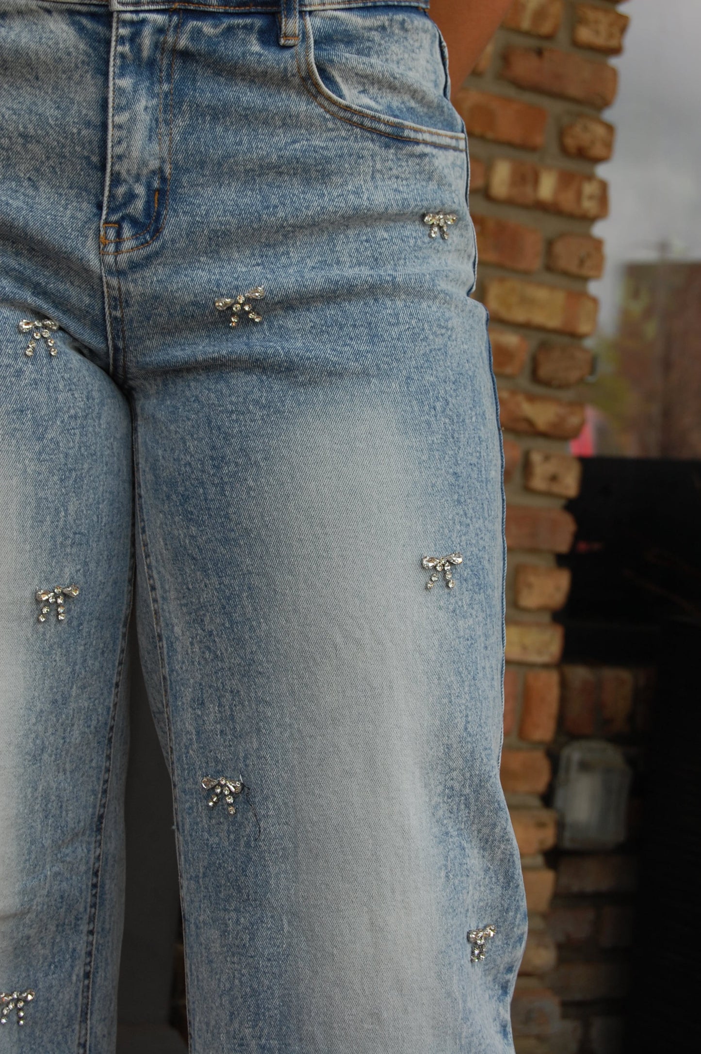 Bow Embellished Jeans