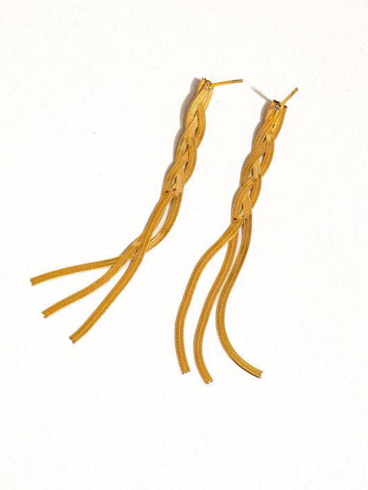 Non-Tarnish Braided Tassel Earring