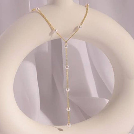 Non Tarnish Pearl Y Necklace
