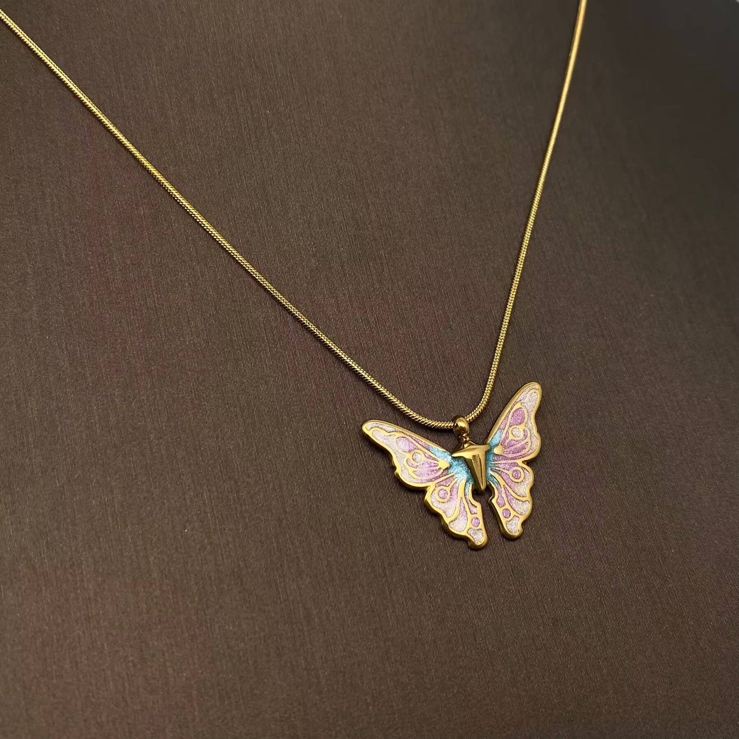 Butterfly Charm 18K Gold Plated S.Steel Necklace