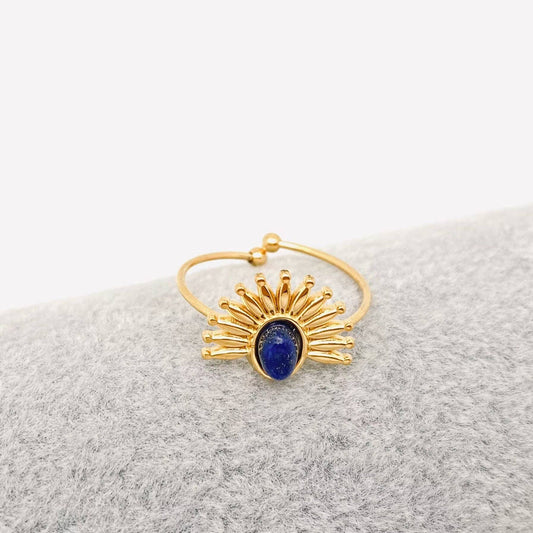 18K Gold-plated Lapis Lazuli Adjustable Ring