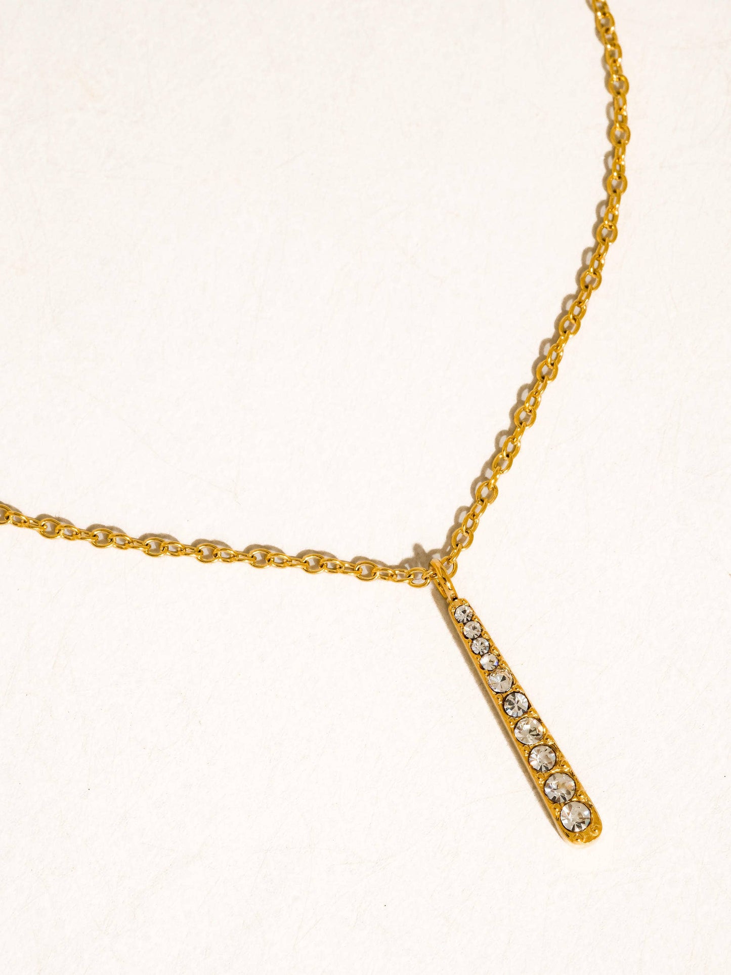 Non-Tarnish CZ Vertical Bar Necklace