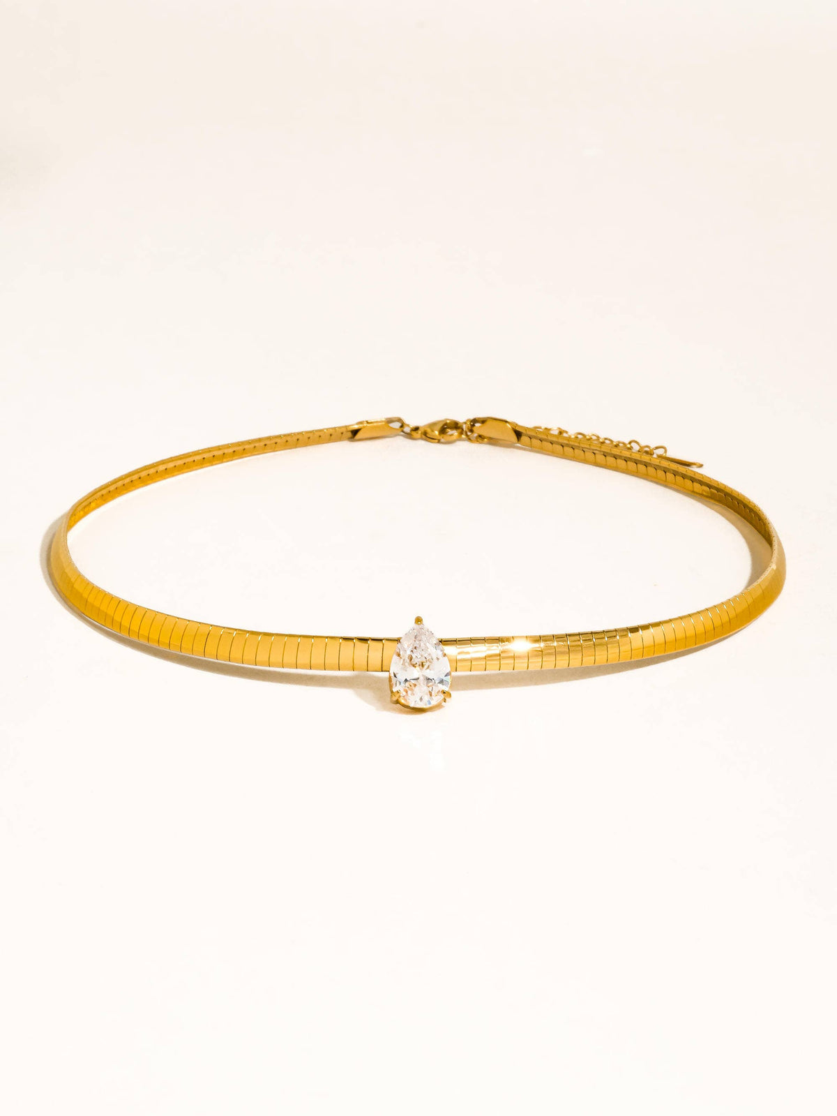 Non-Tarnish Teardrop CZ Choker Necklace